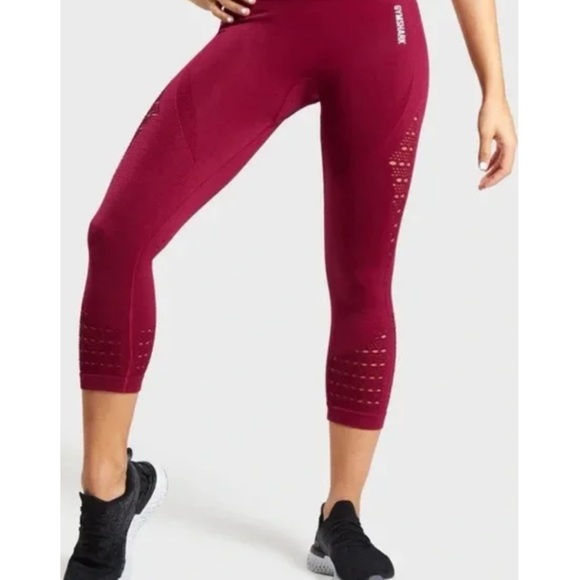 •Gymshark• Energy Seamless crop leggings in Crimson Red - Picture 3 of 8